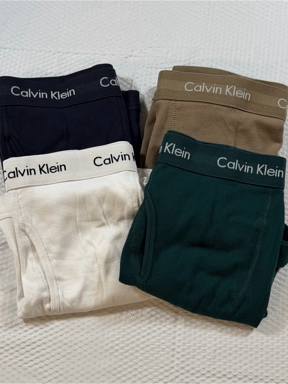 Calvin Klein Kids 4-Pack Cotton Stretch Boxer Briefs - Blue, White, Green, Tan
